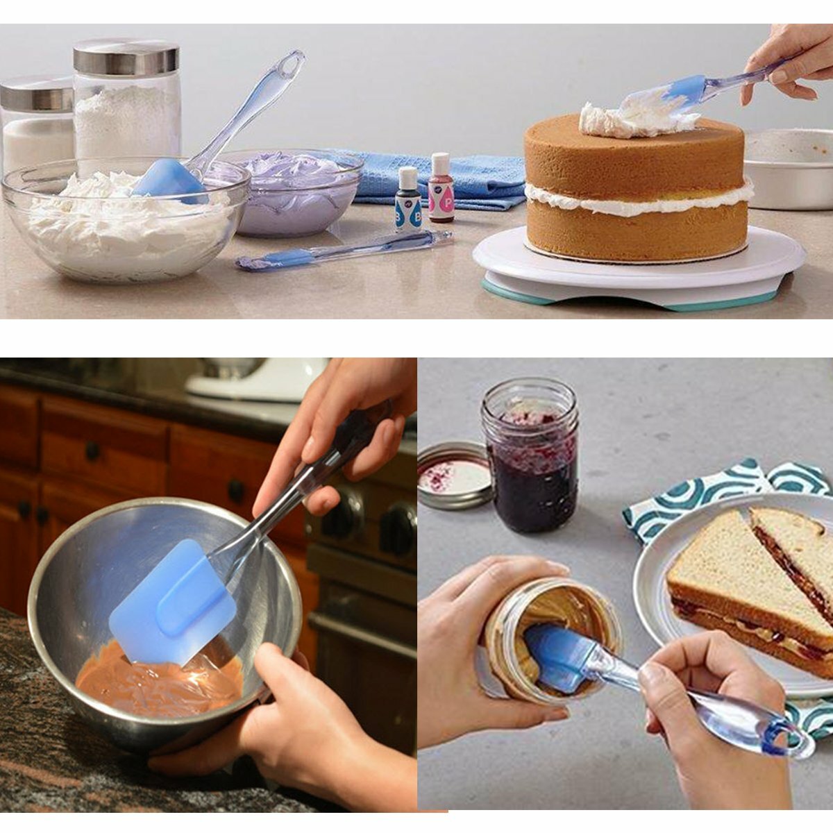 3Pcs Heat Resistant Silicone Spatula Cake Baking Butter Mixing Scraper Home Tool