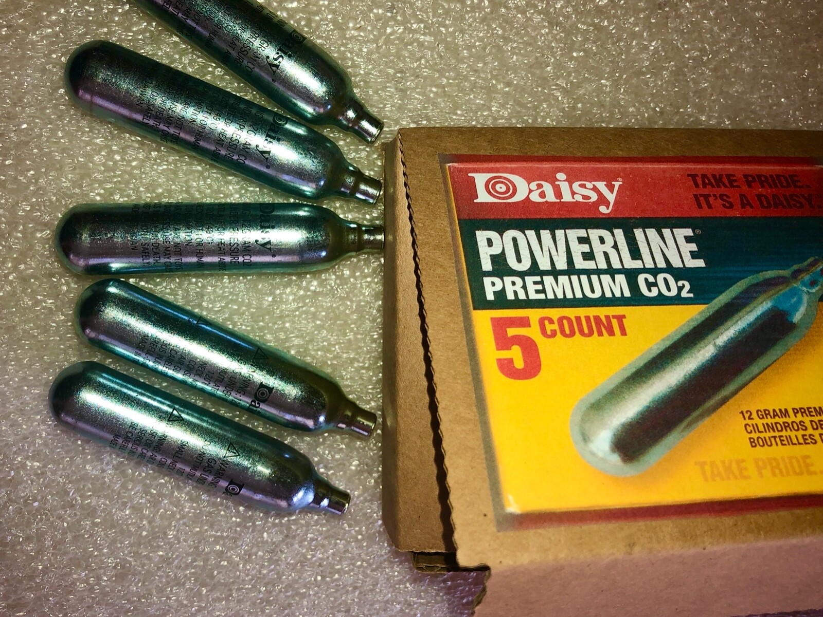 Daisy Powerline CO2 Cartridges / 5 Pack 12 Gram Cylinders - Hard Box
