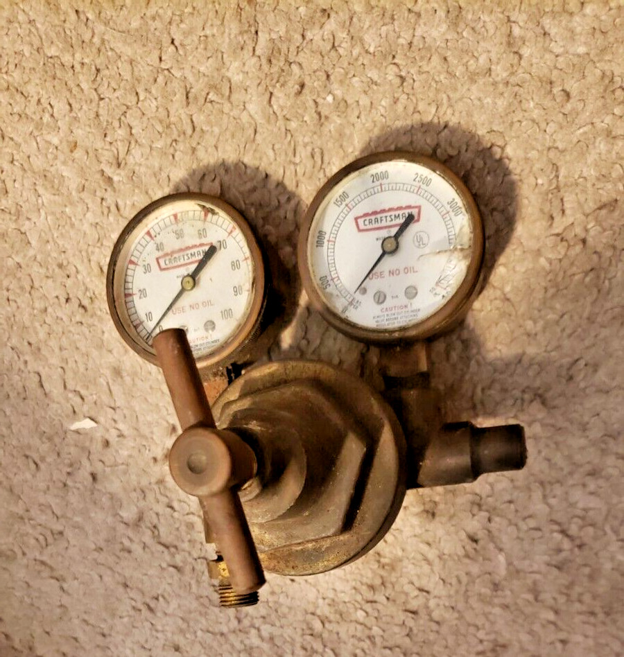 CRAFTSMAN BRASS OXYGEN ACYTELENE WELDING VALVE & GAUGE SET