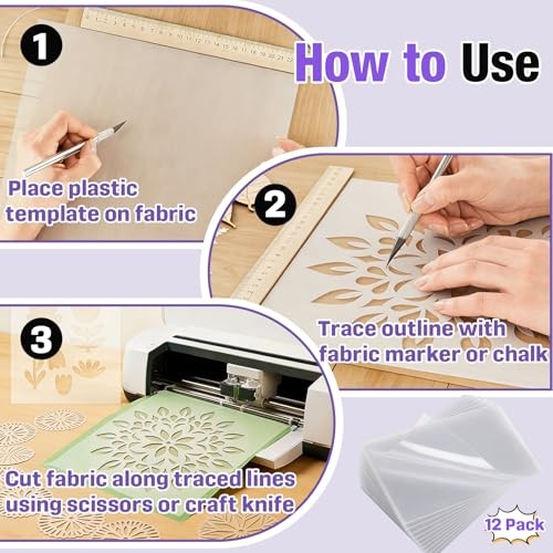 12 PCS 12 x 18 Inches Clear Quilting Template Plastic Sheets for Sewing |