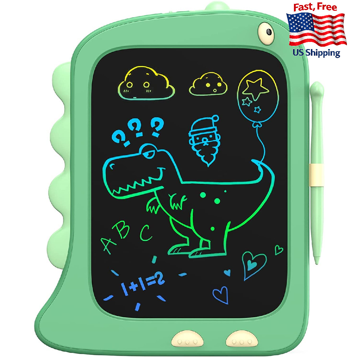 ORSEN 8.5" LCD Doodle Board Tablet Toy - Green Dinosaur Drawing Pad Kids 2-6