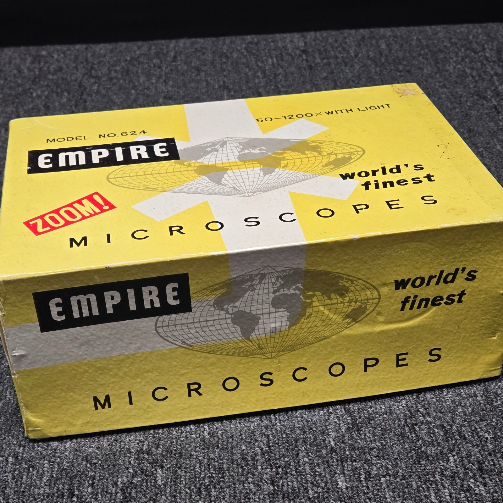 Empire Microscope Model 624 Vintage 50–1200X Zoom With Light Original Box