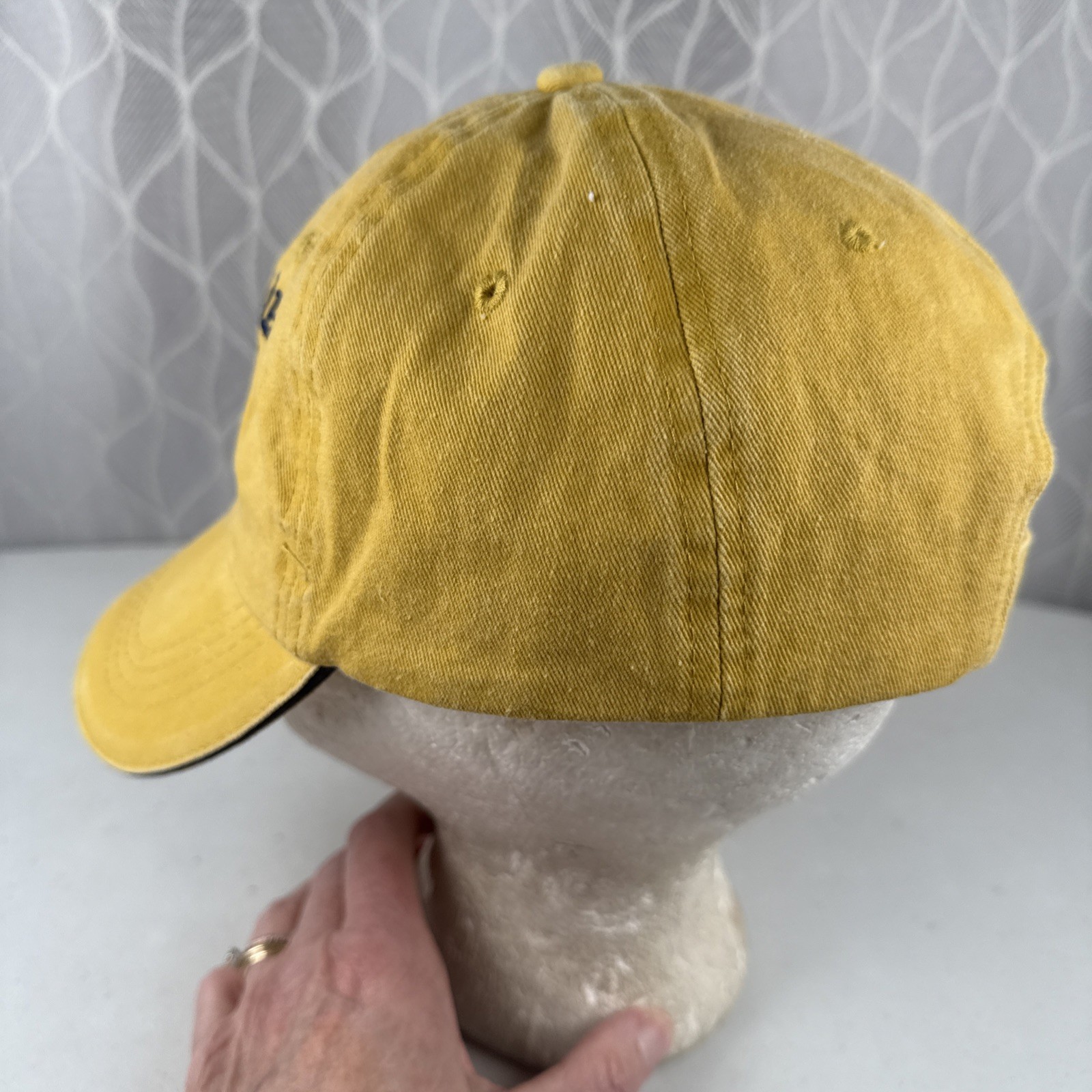 Clearwater Beach EST 1915 Floridain Navy on Yellow Hat Cap Cotton Hook Loop