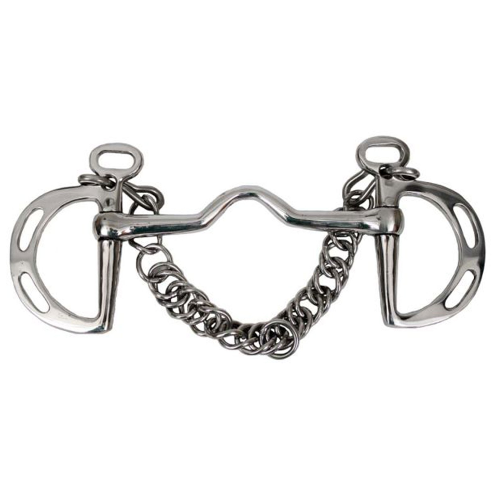5” Showman Stainless Steel Ported Mouth Slotted Kimberwick Bit Curb Chain 11145