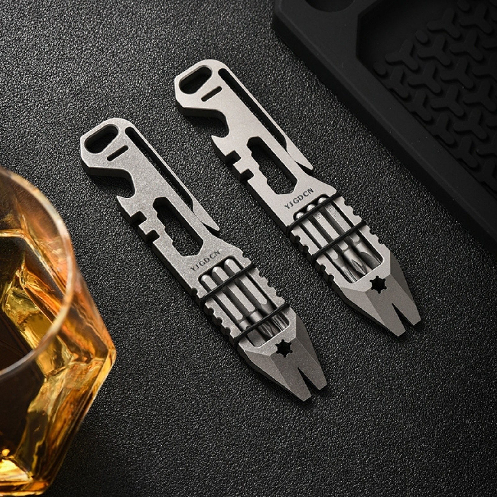 Titanium Alloy EDC Multi-Tool Pry Bar Wrench Spanner with 3 Screwdriver Heads