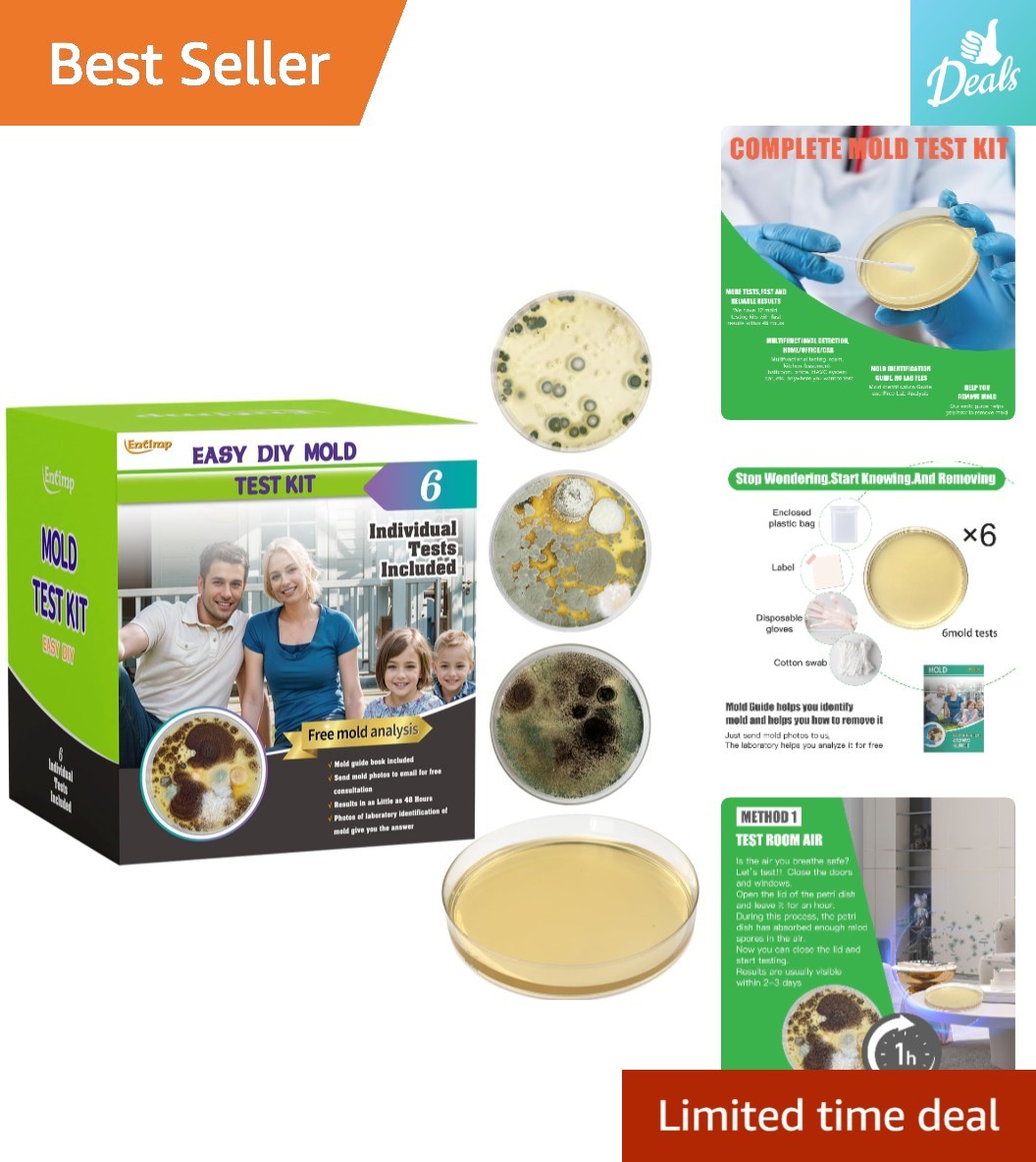 Complete DIY Mold Testing Kit with Free Lab Analysis & Identification Guide