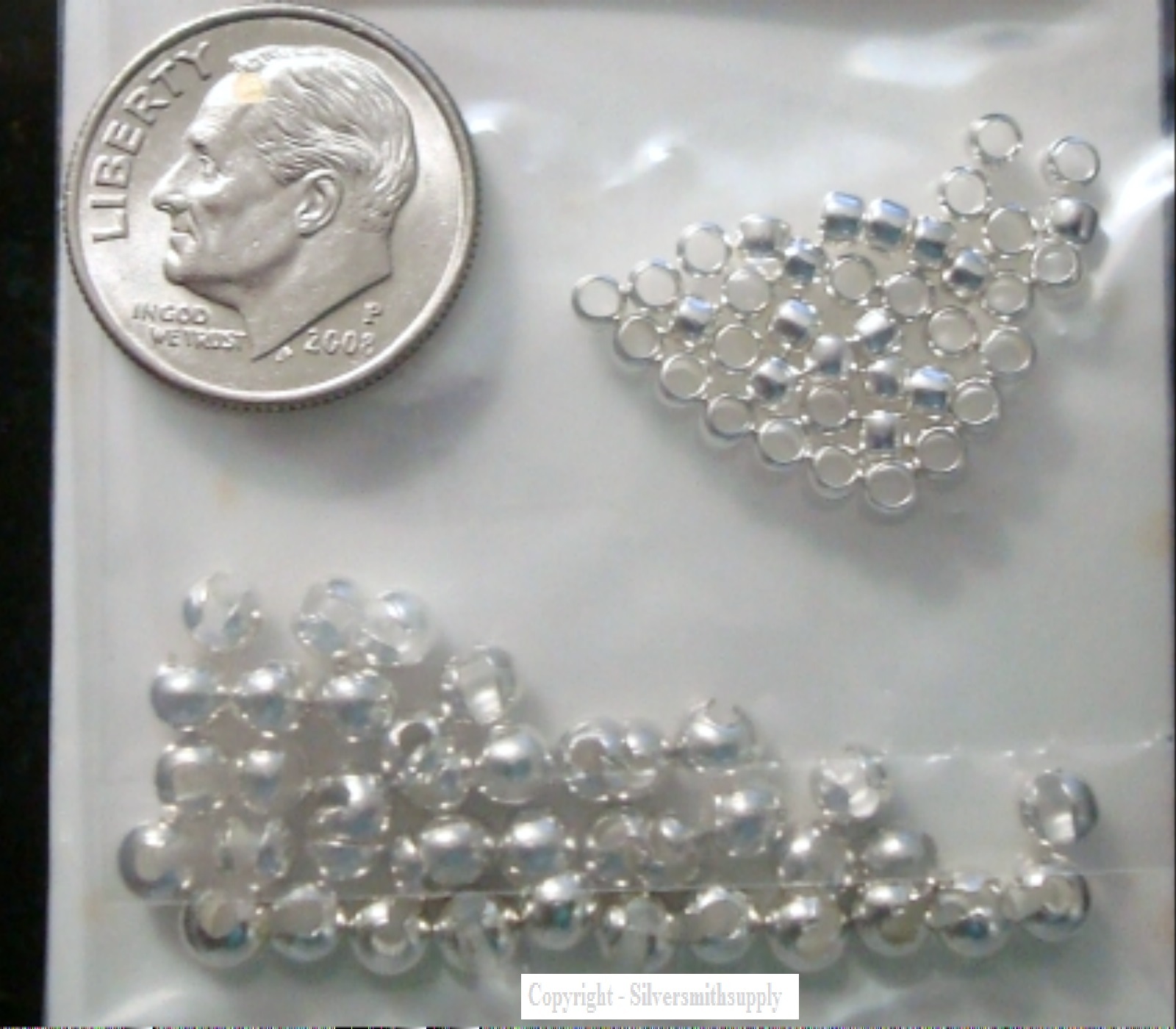 Silver plated crimp beads & covers (small) 3mm conceal crimp beads 80 pcs fpc162