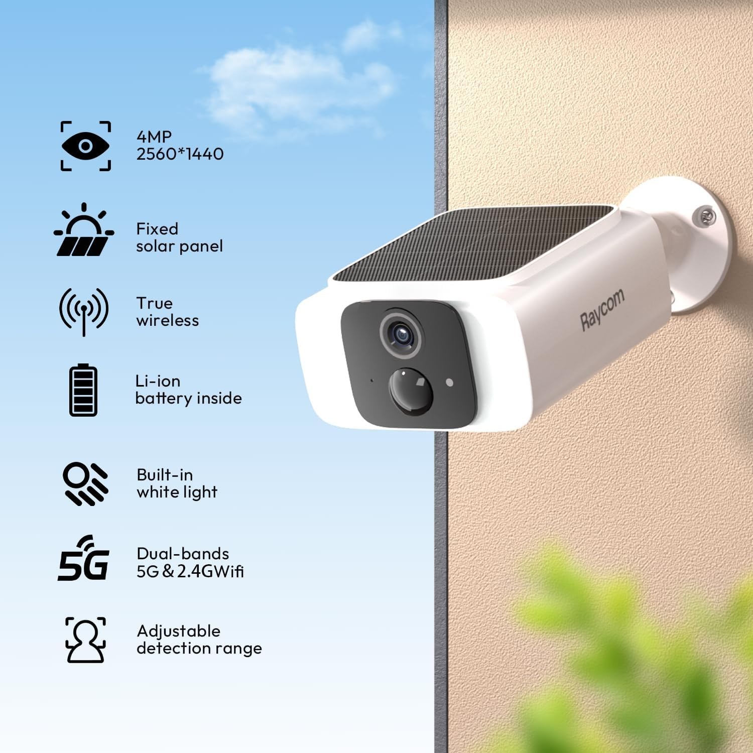 5G WiFi Security Cameras Wireless Outdoor with Integrated Solar Panel