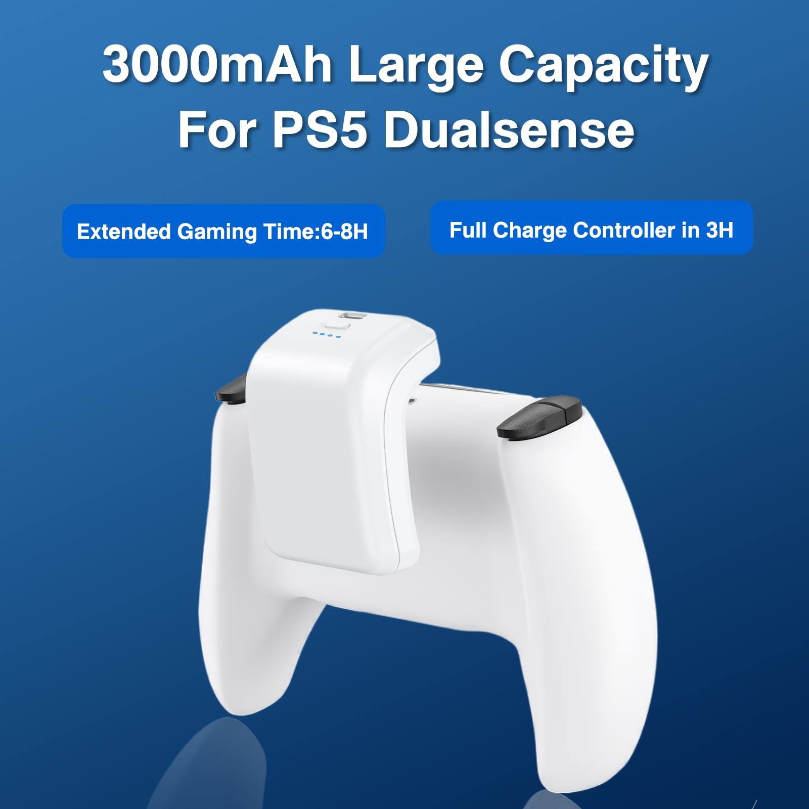Uwayor 2X 3000mAh PS5 Controller External Battery Pack, Replacement White