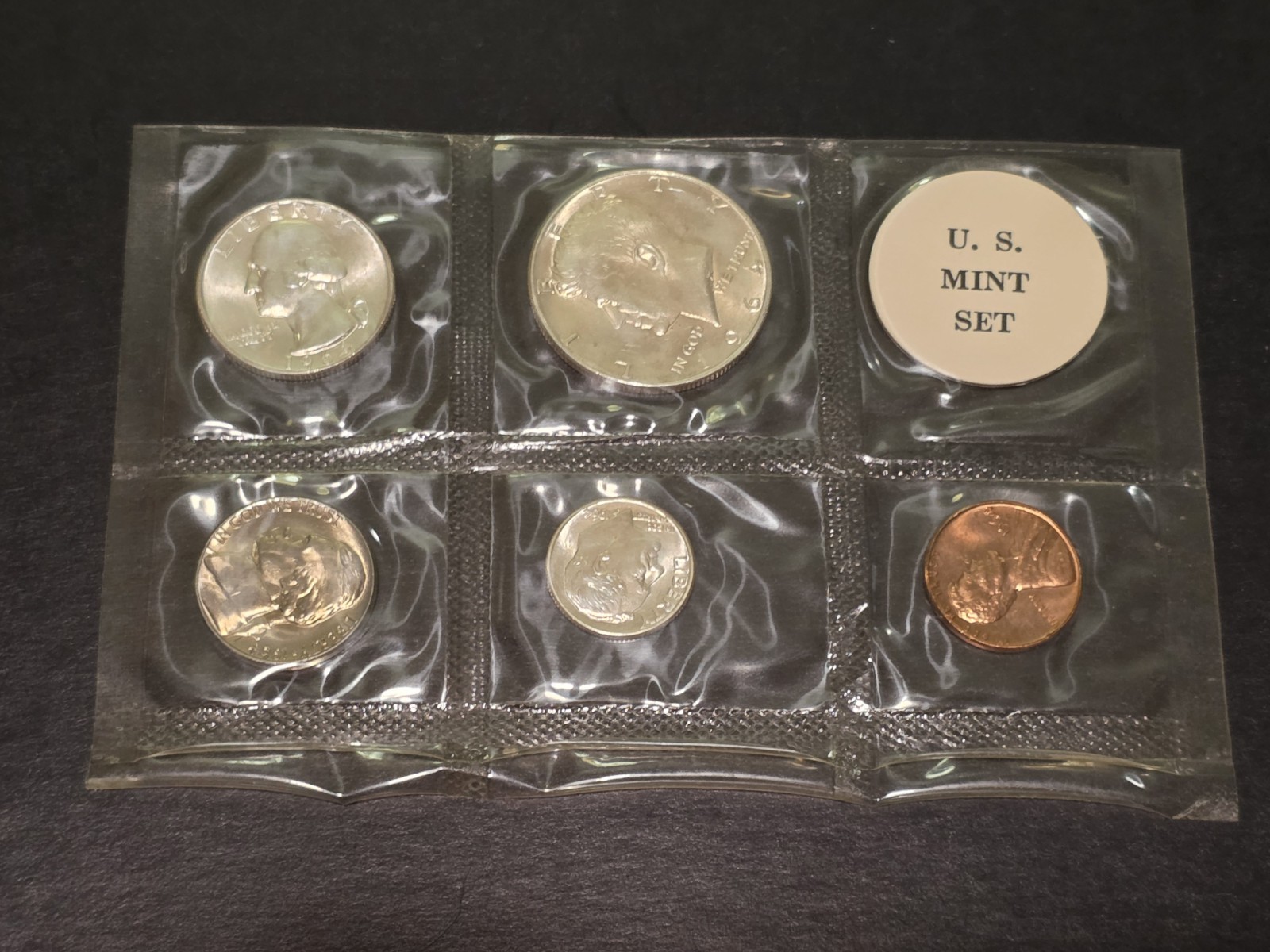 1964 D US Mint Set W/Original Cello Packing As Pictured 5 Coins W/3 Silver