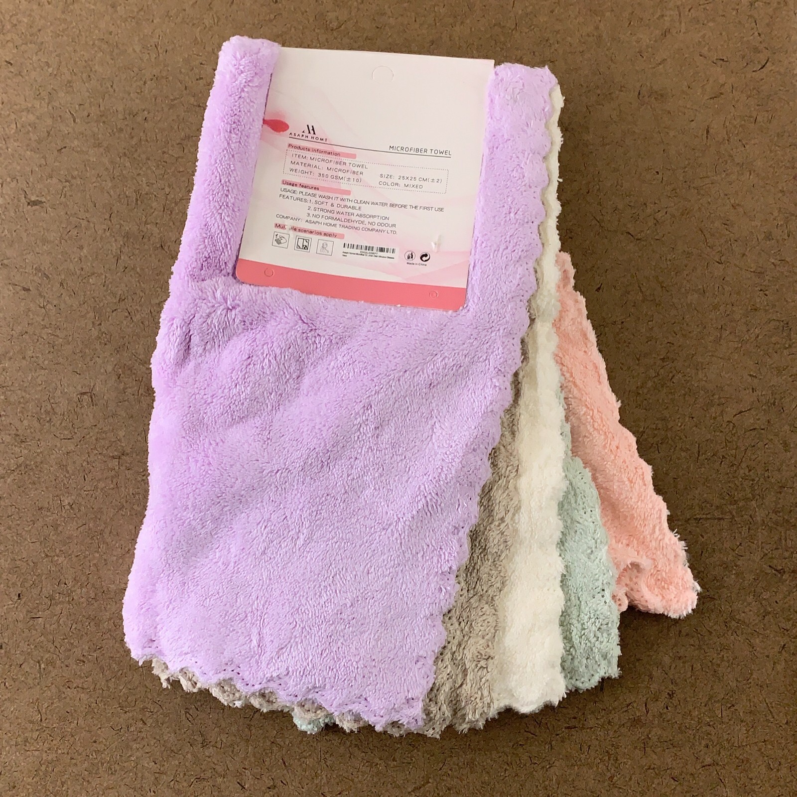 Asaph Home Multicolor Soft & Durable Microfiber Cleaning Cloths 5 Pack NWT