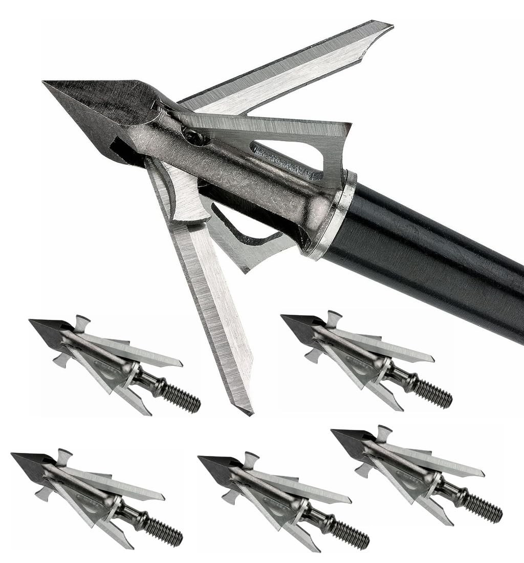 Archery Mechanical Broadheads 100 Grain Expandable Blades, Hybrid 4 Blades, Toug