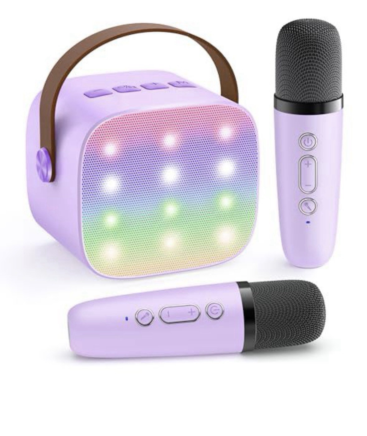 Mini Karaoke Machine with 2 Wireless Microphones & Portable Bluetooth Speaker