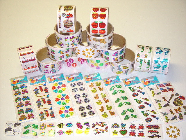 12 packages of Prismatic Teddy Bear Stickers, "Great 7" Sticker designs, PPZ6111