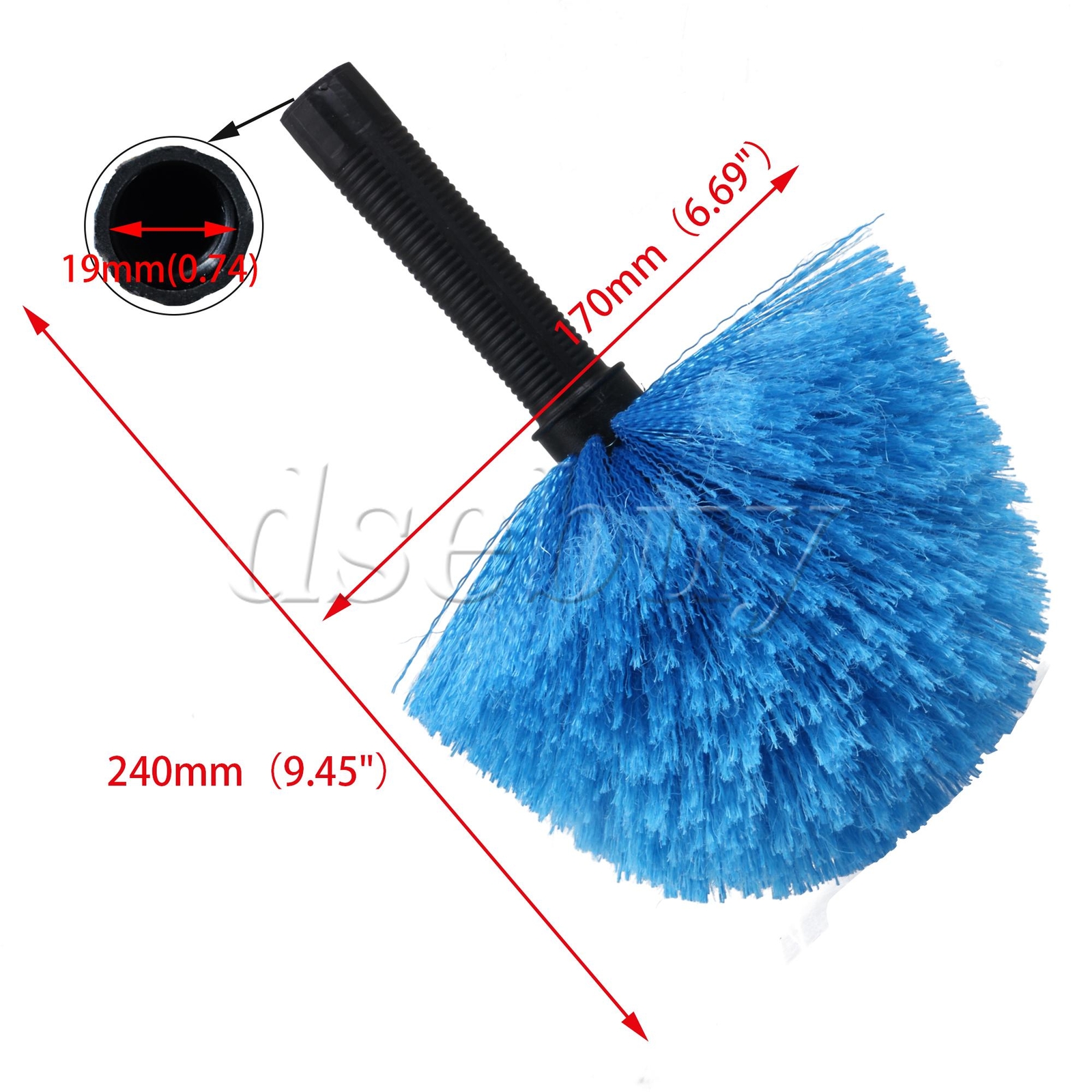 3/4" Screw On Plastic Cobweb Duster Brush Head Part Soft Round Blue