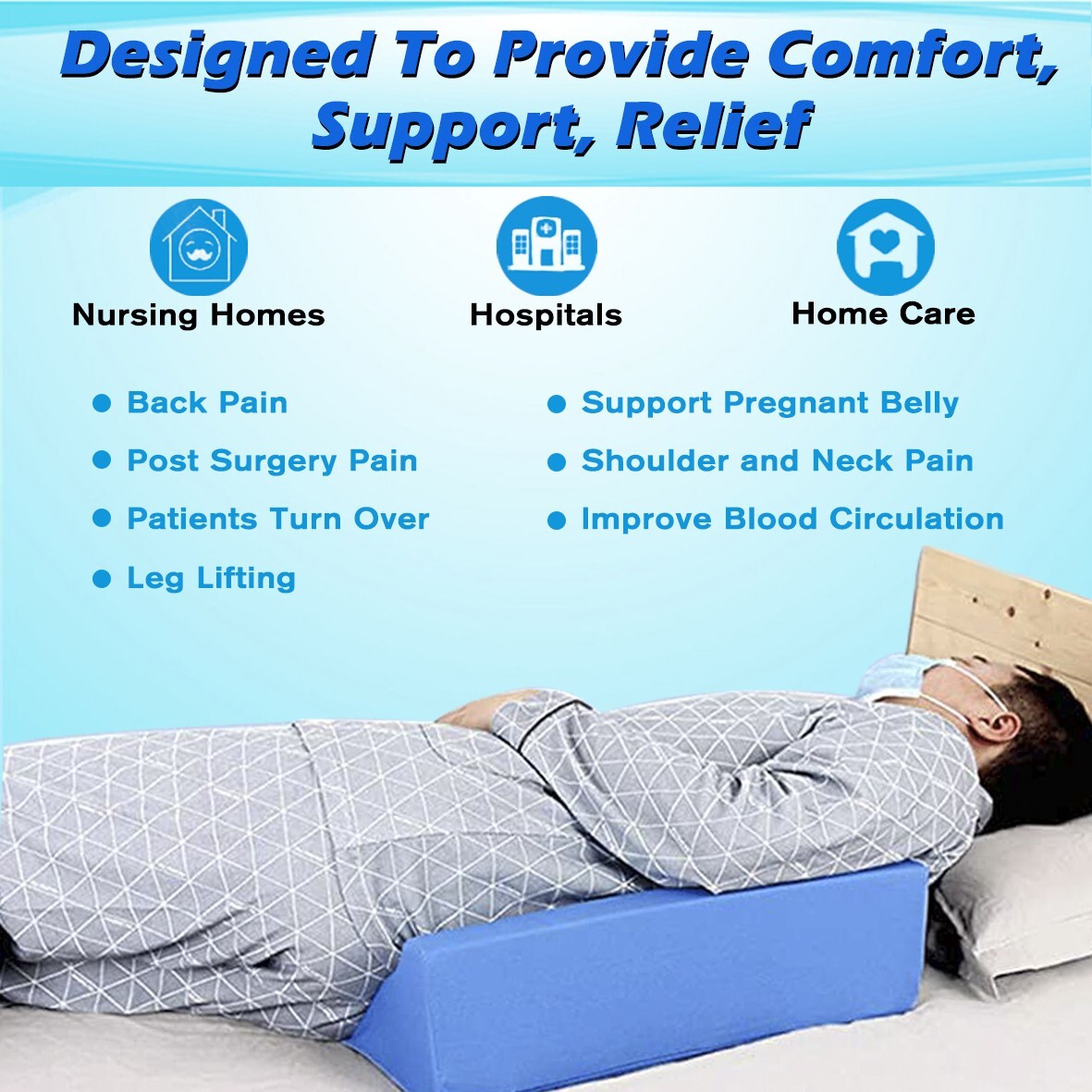 For Sleeping Triangle Wedge Pillow Cushion Post Surgery Bedsores Elderly Support