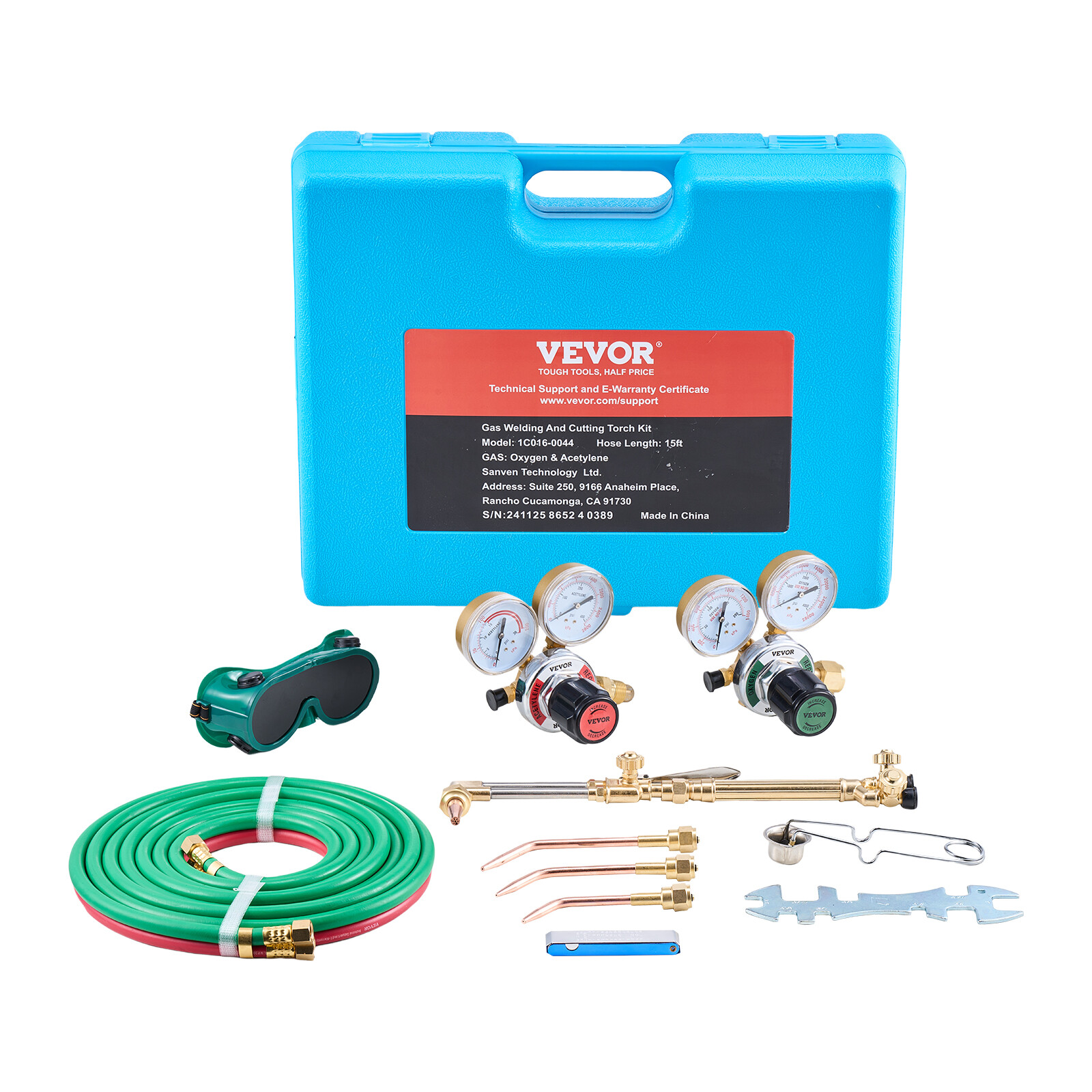 Oxygen Acetylene Torch Kit 14PCS Gas Welding Cutting Set & Portable Case Hose