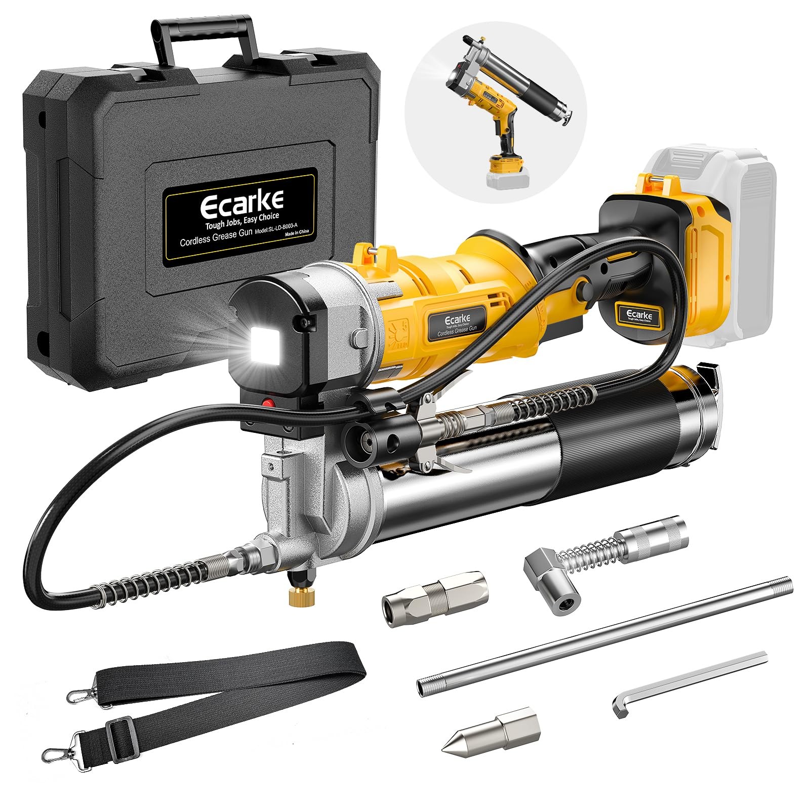 Cordless Grease Gun Compatible with DeWalt 20V Battery, 12000PSI Max Electric...