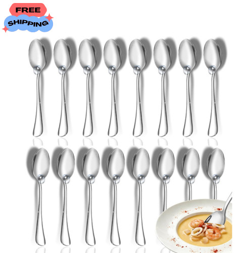 7.3in Dinner Spoon Set 12PCS Stainless Steel Cutlery Silverware