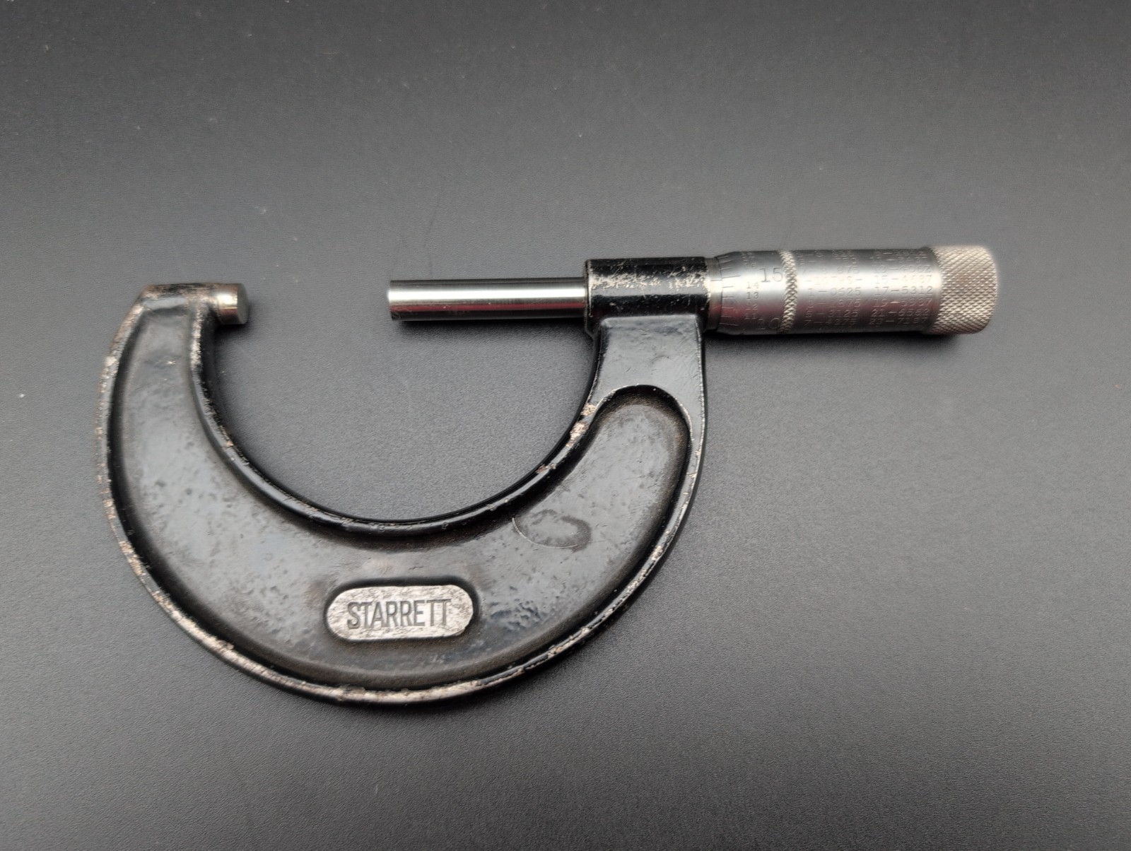 Vintage Starrett Micrometer Outside 1-2" Black Frame #436 USA