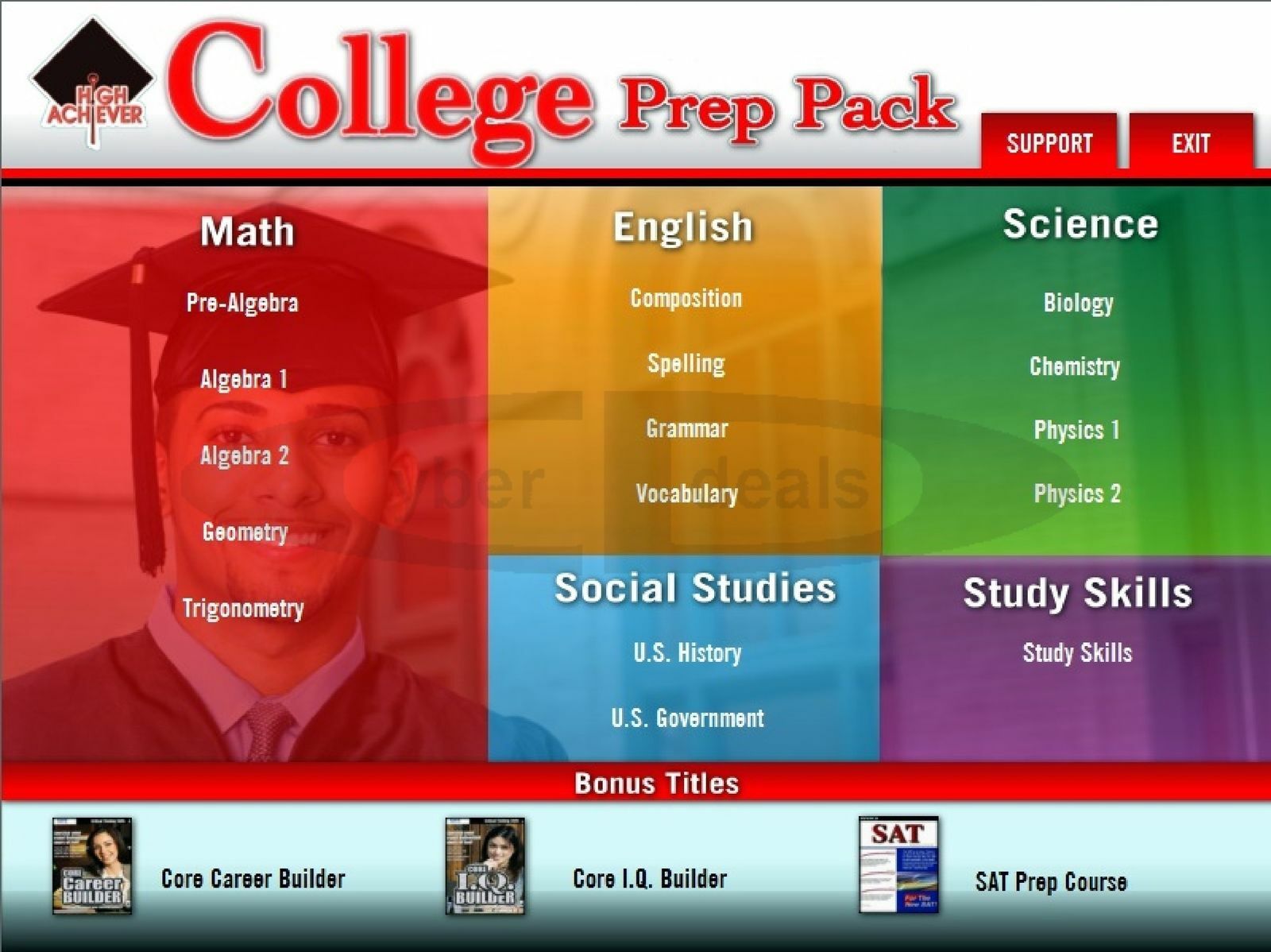 High Achiever College Prep Pack 16 Titles + Bonuses Windows XP Vista 7 8 10 Disc