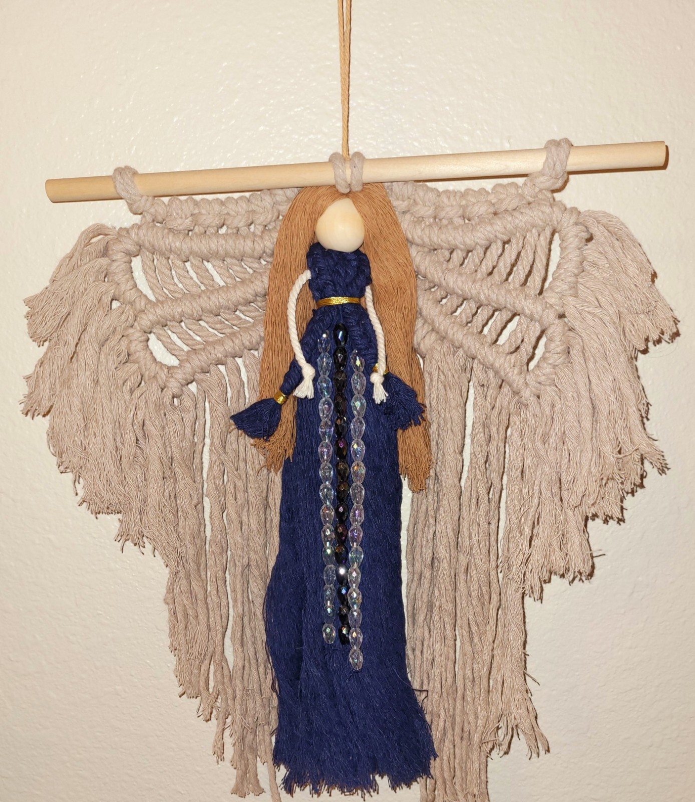 Macrame Handmade Wall Hanging Decor Crocheted Angel Doll Made From Cotton Thread