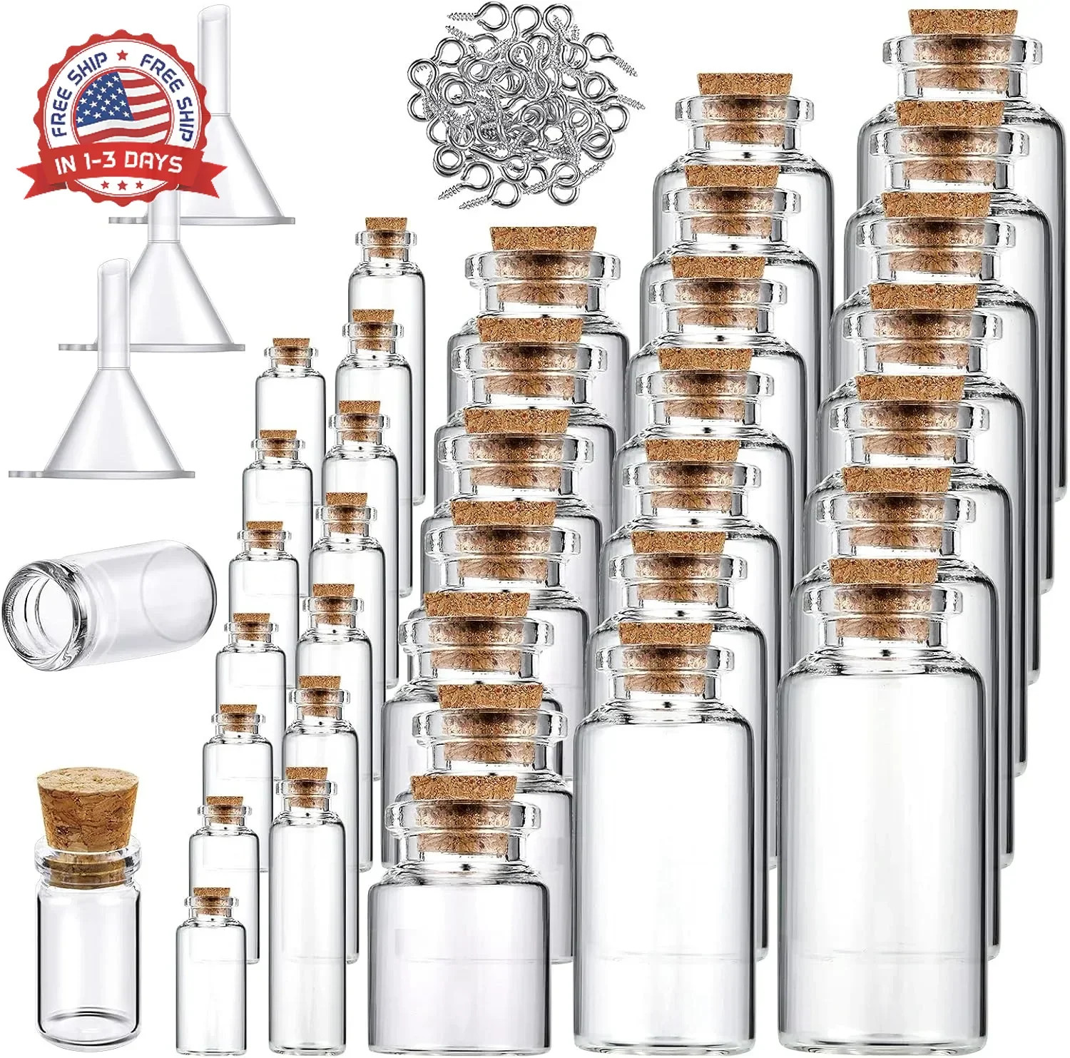 Geiserailie 45 Pcs Mini Glass Bottles with Cork Stoppers Spell Jar Mini Glass Vi