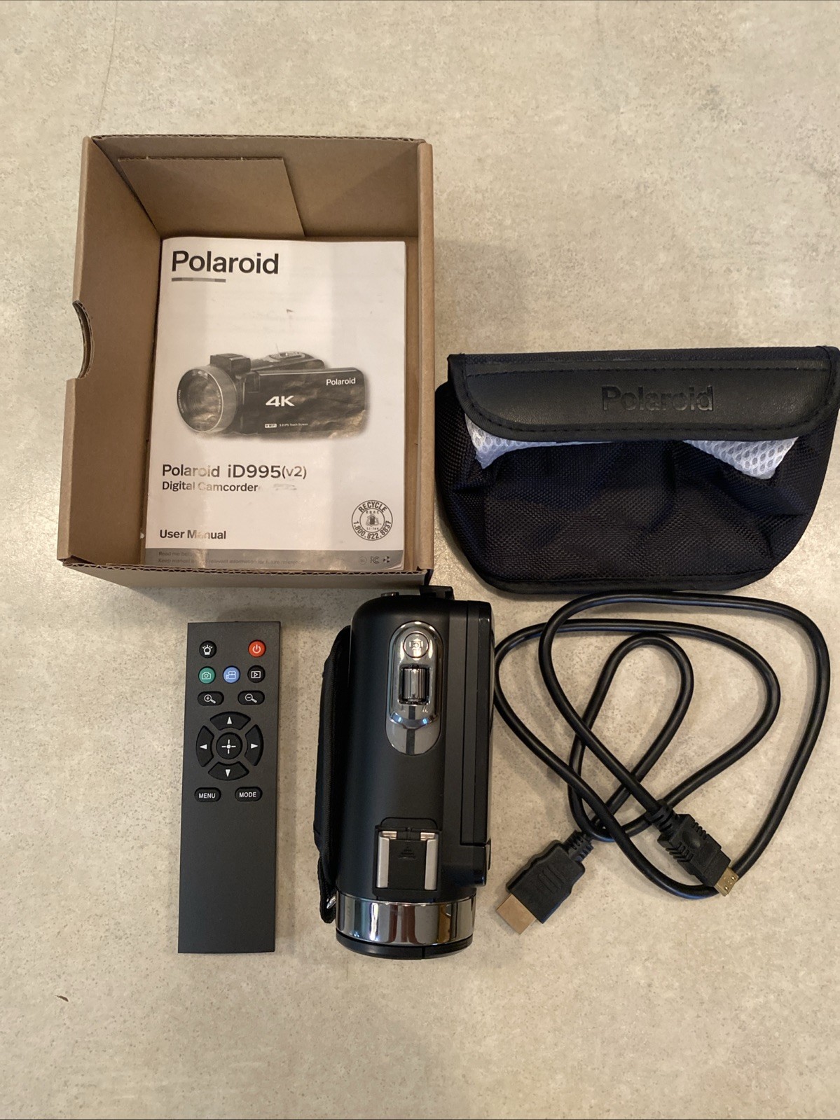 Polaroid iD995 (v2) 4k Digital Camcorder Not Tested Parts Manual Remote
