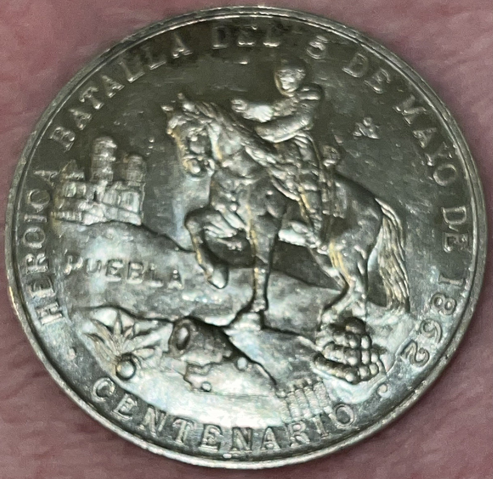 1962-MO MEXICO SILVER Medal of Mexico heroic BATTLE OF CINCO DE MAYO PUEBLA
