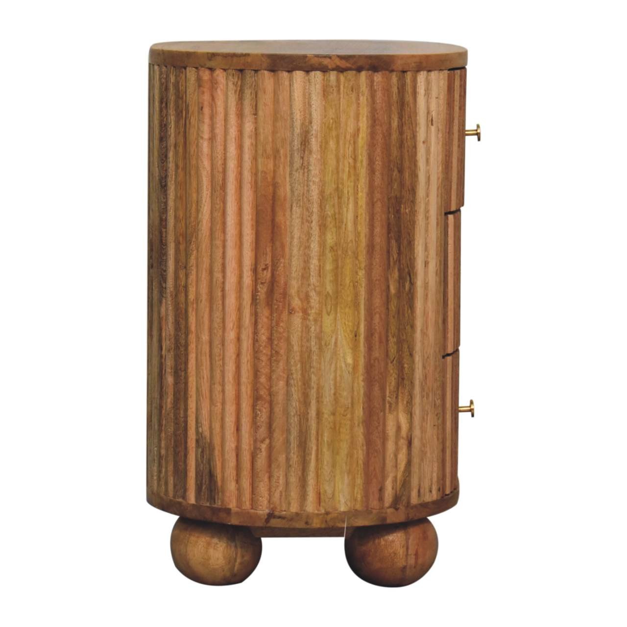 Solid Wood Soba Ball 3-Drawer Bedside, Oak