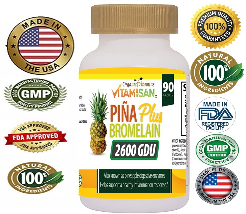 2600 GDU Bromelain 180 Capsule 100mg from Pineapple Digestive Supplement Pill VB