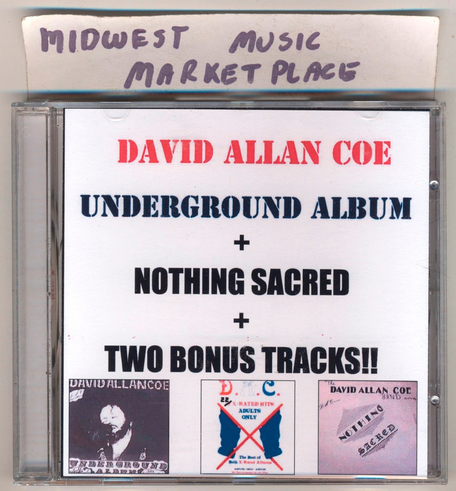 David Allan Coe- 22 X-Rated Hits CD - Underground Album+Nothing Sacred + 2 Bonus