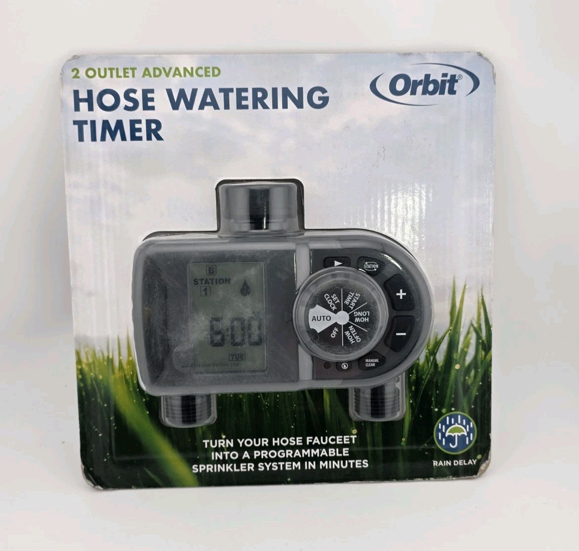 Orbit 56544 1-Dial 2-Outlet Hose Faucet Timer Programmable Sprinkler System New