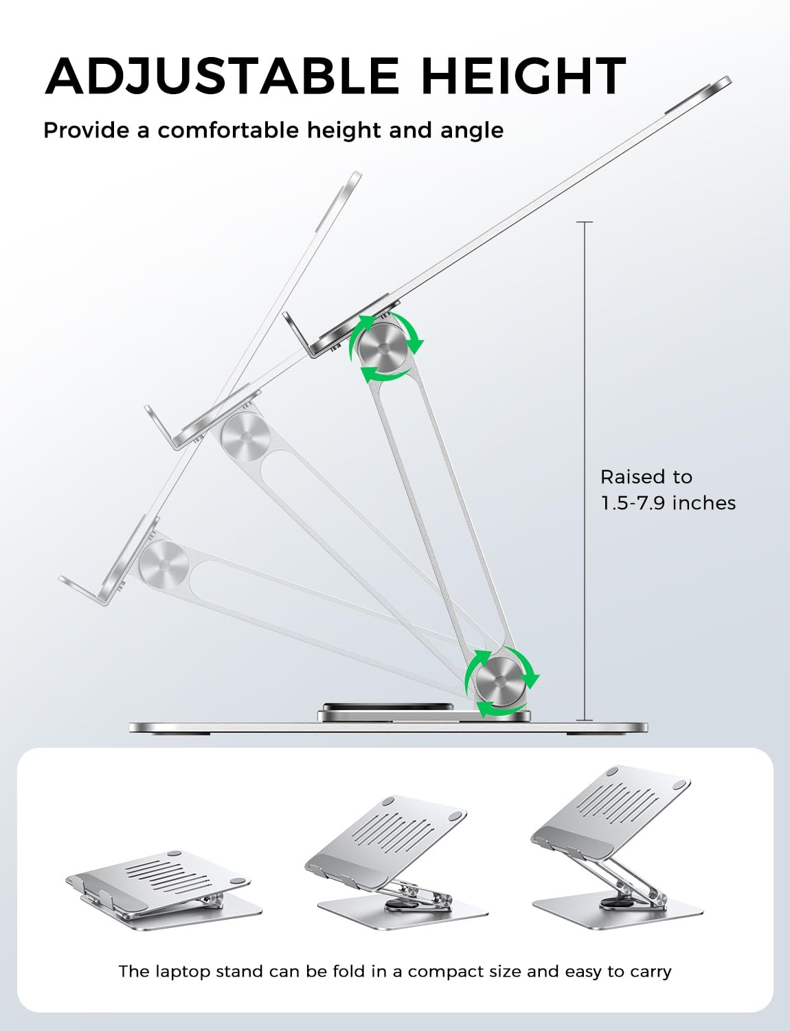 Adjustable Laptop Stand for Desk, 360° Rotating Foldable Protable Laptop Rise...