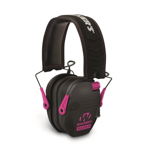 Walkers Razor Slim Electronic Shooting Range Earmuffs Glasses (Black Pink)