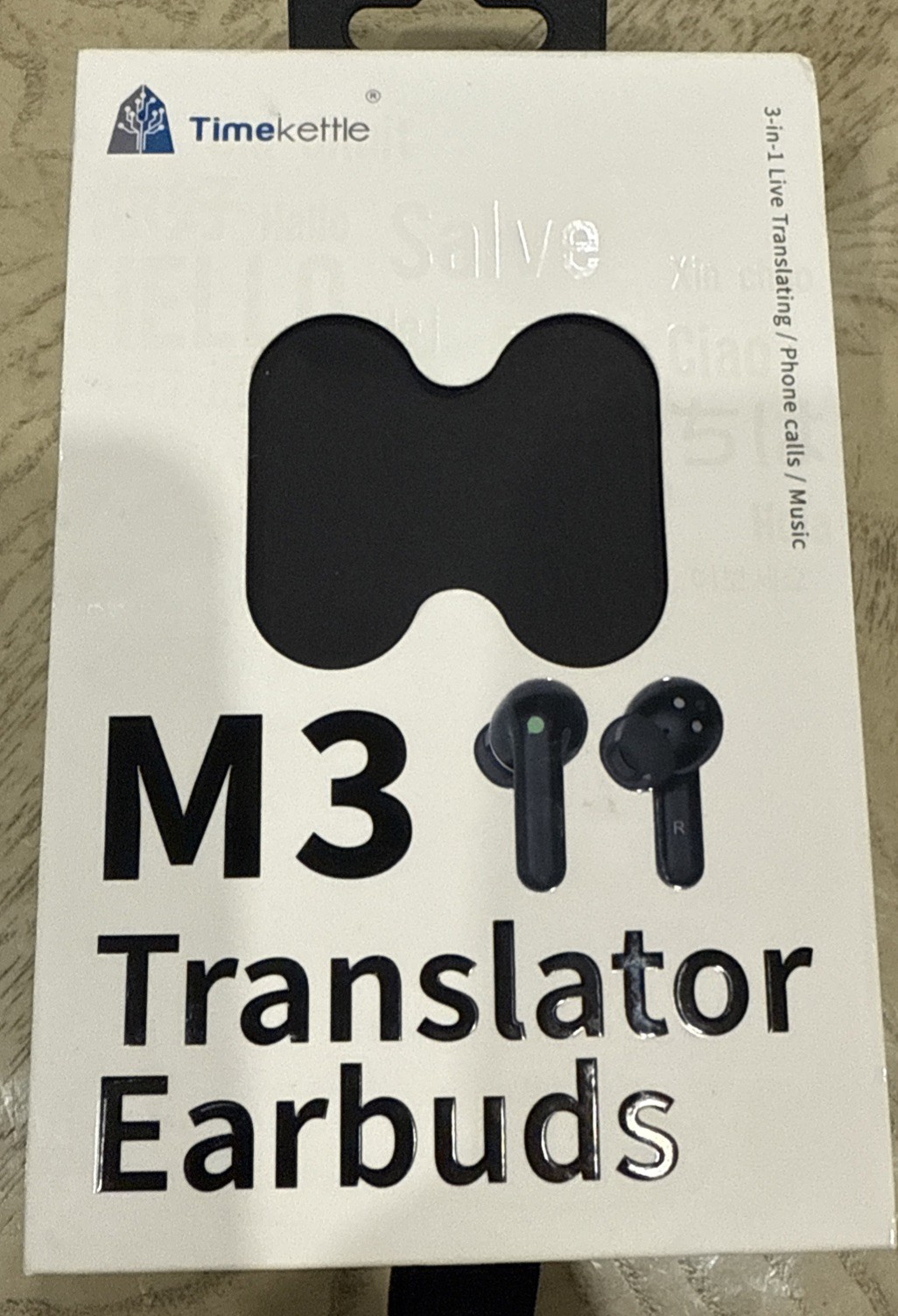 TimeKettle M3 Translator Earbuds 3-in-1 -- Black- OPEN BOX!