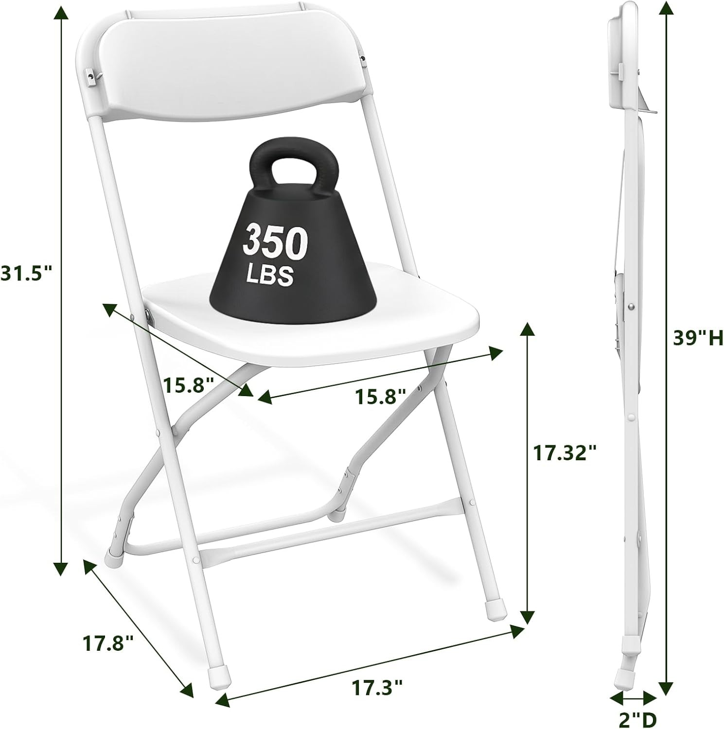 Folding Chairs 4 Pack, Plastic Folding Chairs for Outside, Heavy Duty Foldable C