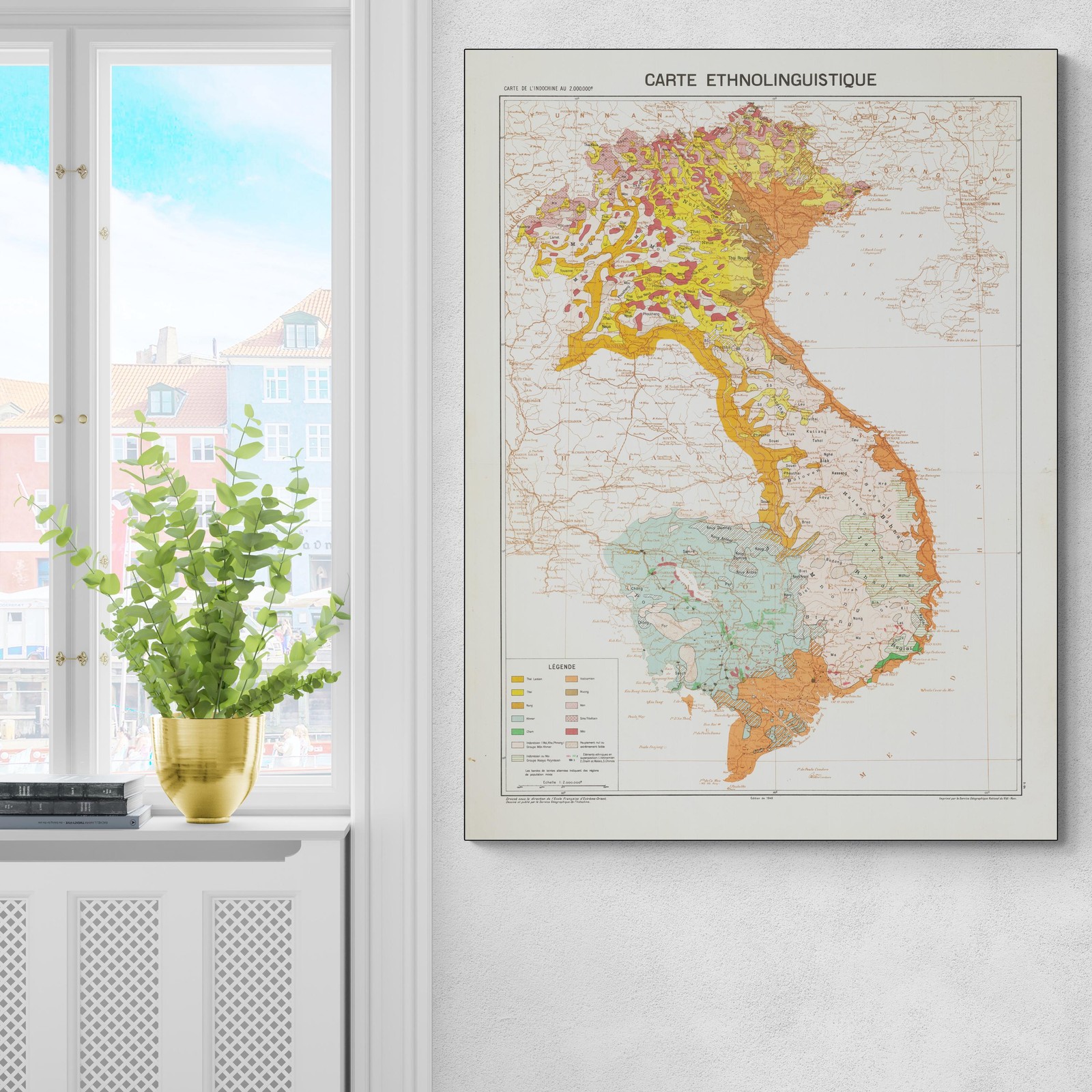 Ethnolinguistic Map of Vietnam, Laos & Cambodia Languages & Tribal Regions Print