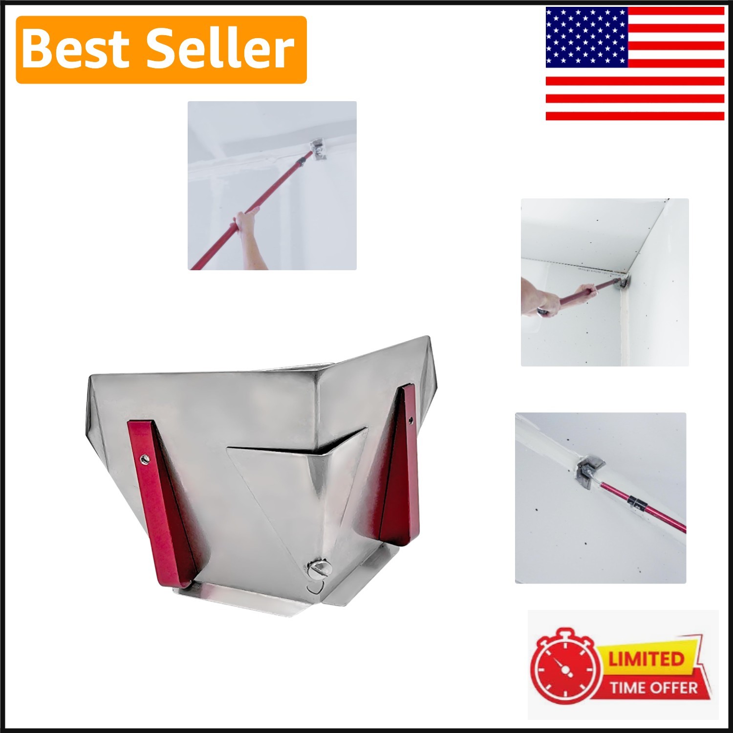 3.5" Professional Drywall Corner Flusher - Ergonomic Polished Stainless Steel