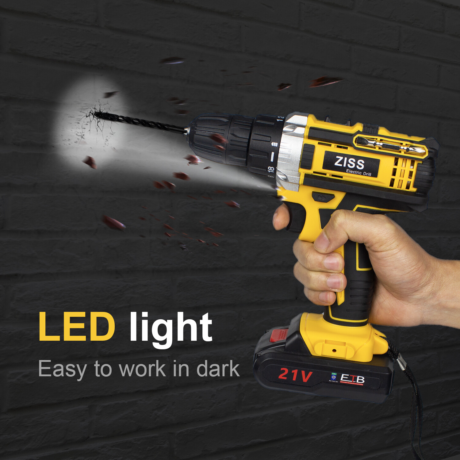 21V 34IN1 Electric Cordless Drill Impact Drill Combo Set with Battery & Charger