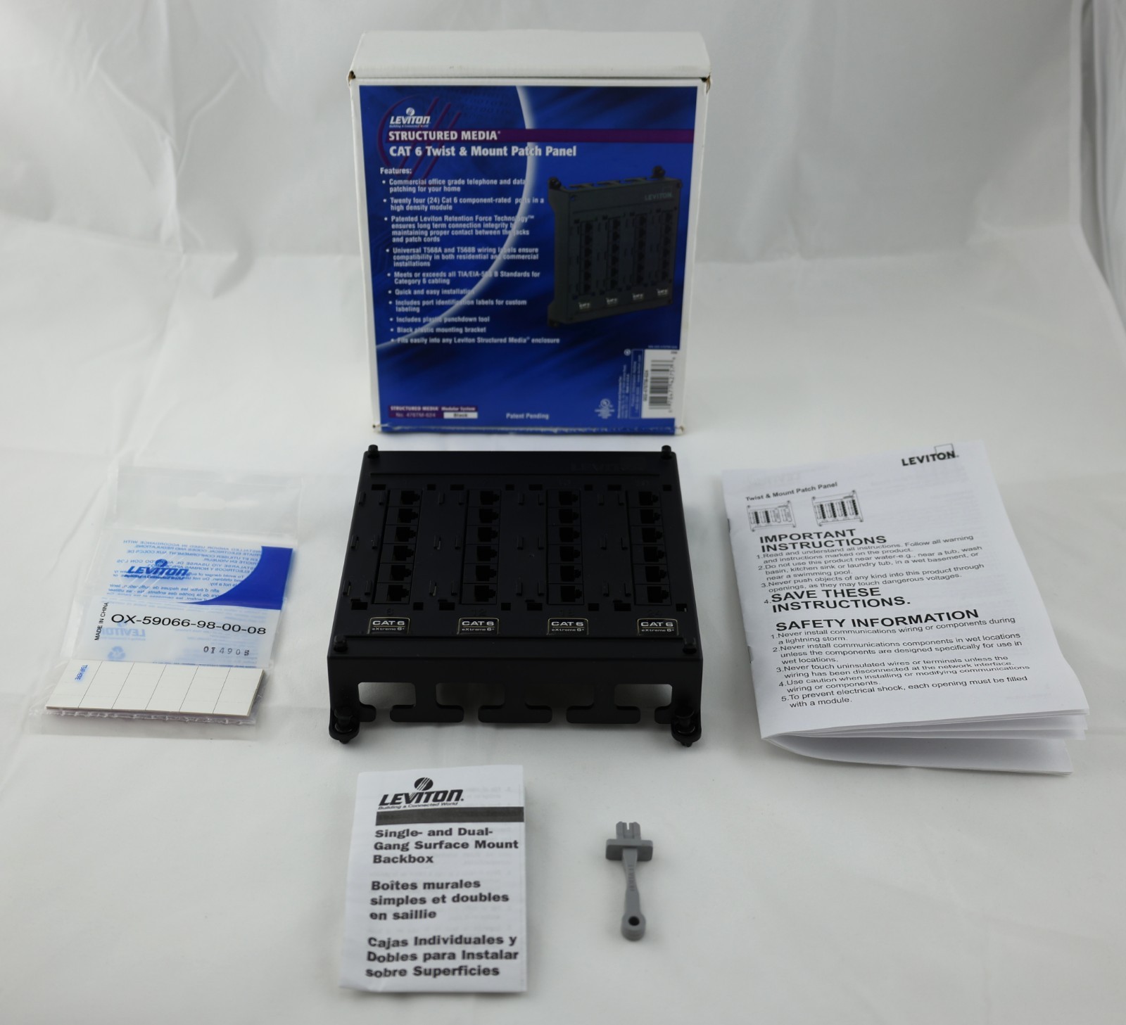 Leviton CAT 6 Twist & Mount Patch Panel - Structured Media - Untested