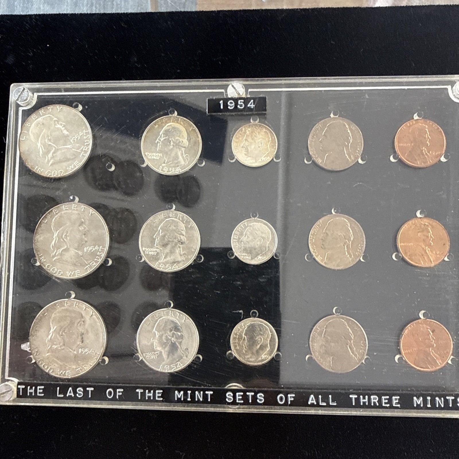 1954 P  D S US Mint Uncirculated Set 90% Silver Capital Plastic Holder 15 Coins