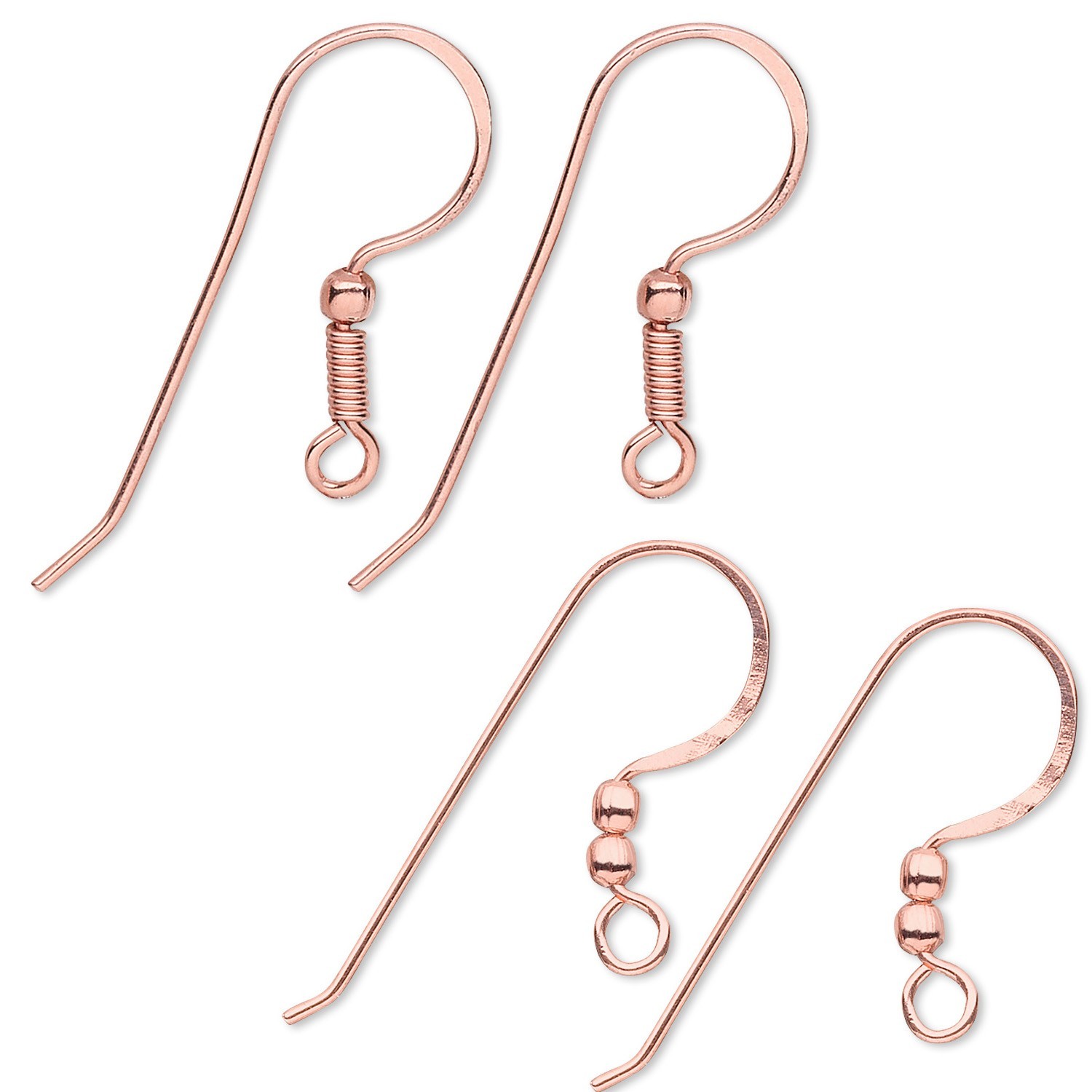 Pair Pure Copper Big Fancy French Hook Fishhook Hook Earring Findings With Loop