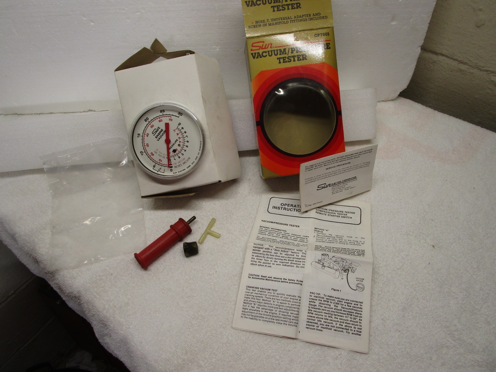 Vintage Sun Vacuum Pressure Tester Kit CP 7801