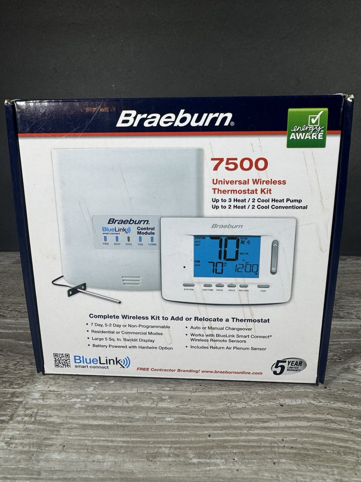 Braeburn 7500 Universal Wireless Thermostat Kit - Programmable/Non-Programmable