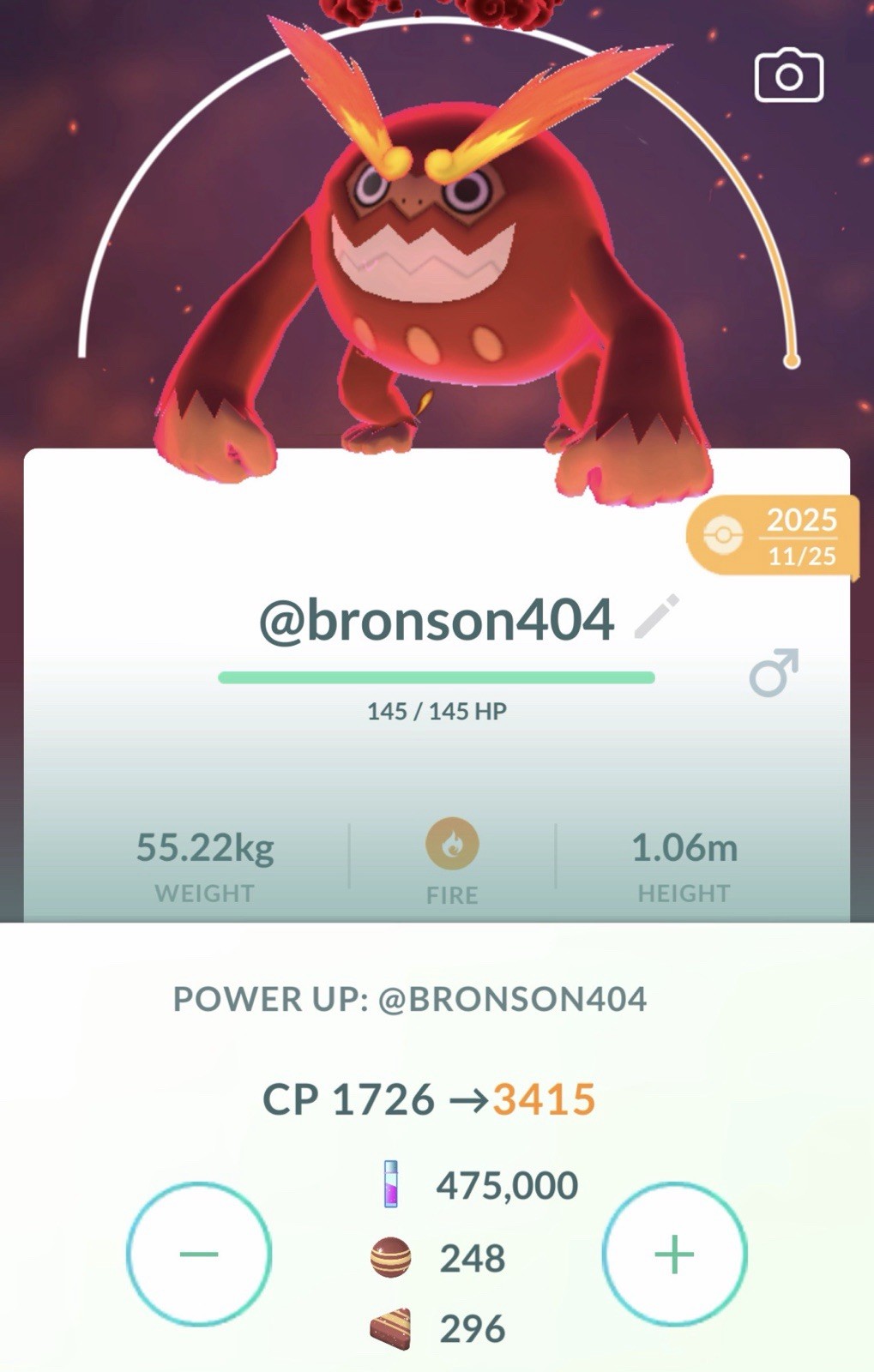 Darmanitan Dynamax Max Level 50, 2 Charge, 3 Max Moves