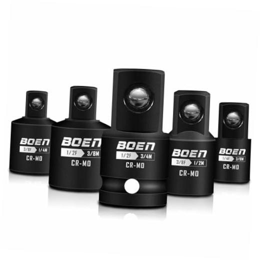 5 Piece Impact Socket Adapter Set and Reducer Set, Standard SAE, 5PCS CR-MO