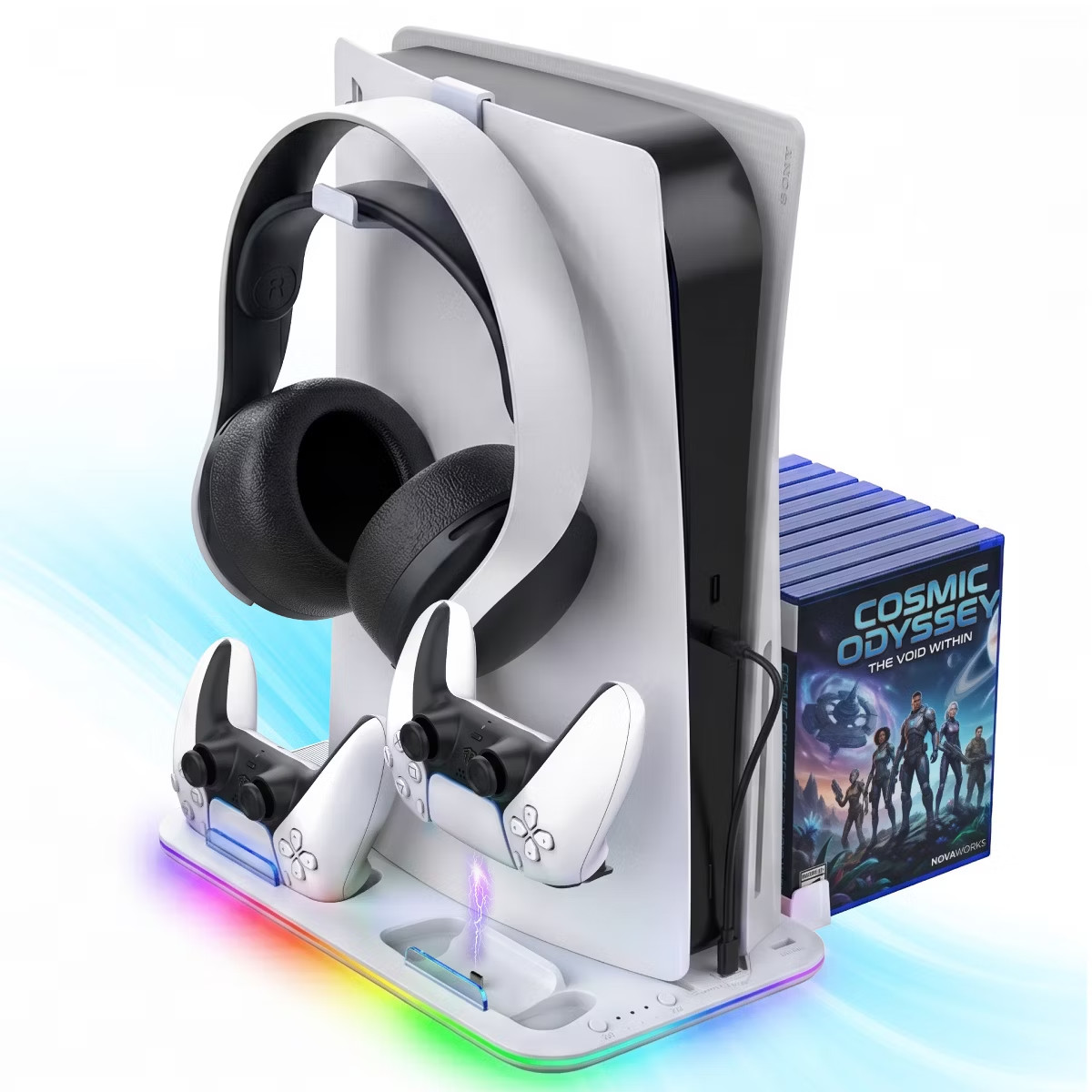 Fosmon For PS5 Cooling Station with PS5 Controller Charger Station