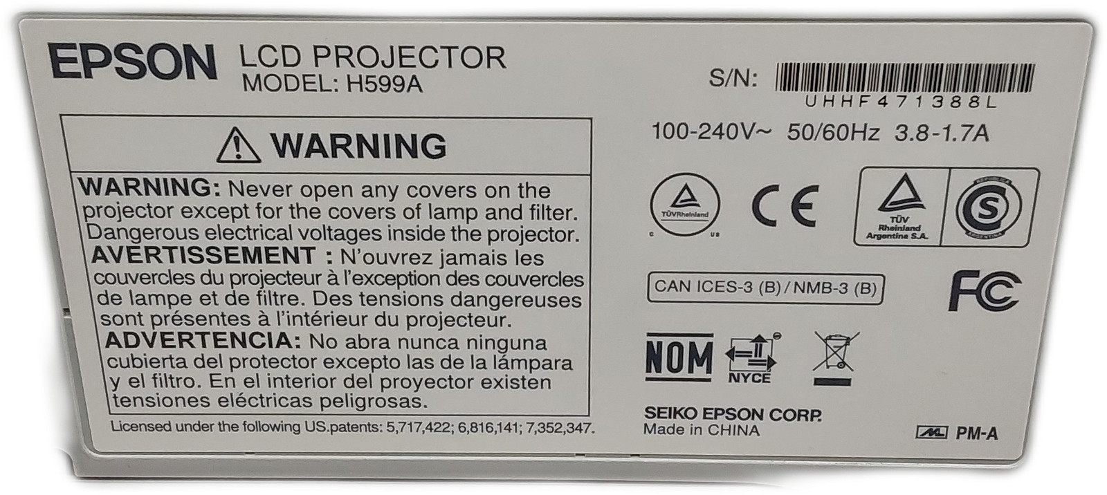 Epson BrightLink 595Wi Short Throw Interactive Projector 3300 Lumens