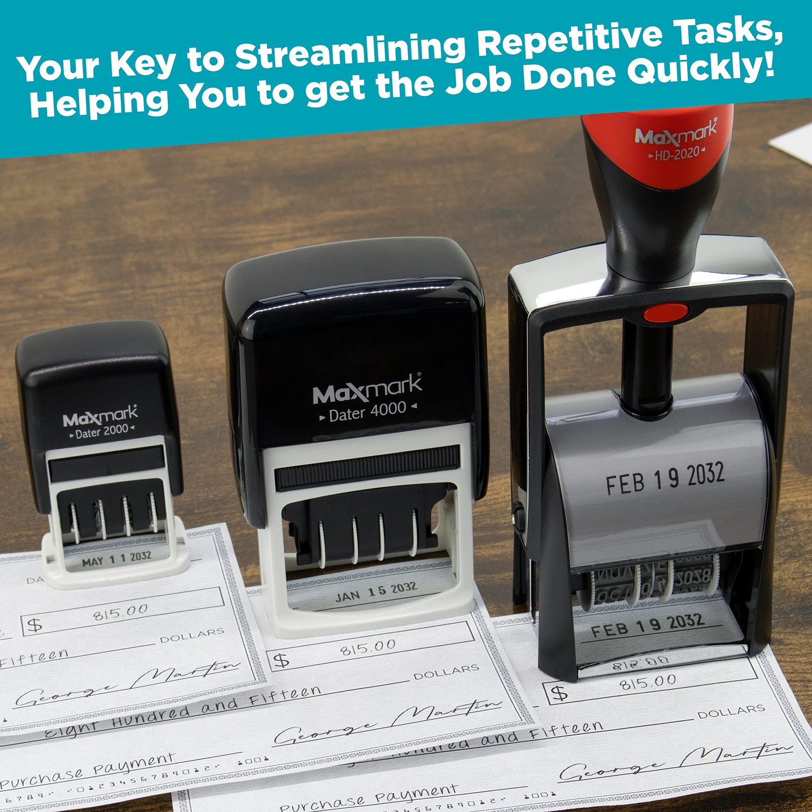2000 Dater Self Inking Date Stamp - Black
